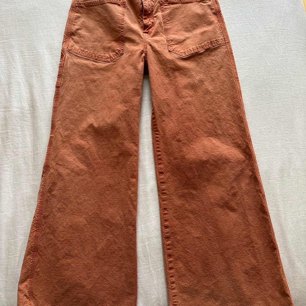 Anthropologie Orange Flare Wide-Leg Jeans